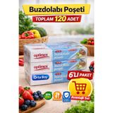 OPTİMEX Buzdolabı Poşeti Orta Boy 6’lı Paket 120 Adet | Dayanıklı, Gıdaya Uygun, BPA Free Saklama Poşeti