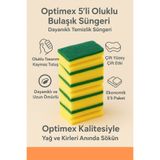 OPTİMEX Fiber Keçeli 5’li Oluklu Bulaşık Süngeri – Dayanıklı Temizlik Süngeri