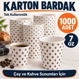 Optimex Karton Bardak 7 Oz 1000 Adet Desenli Tek Kullanımlık Çay ve Kahve Bardağı