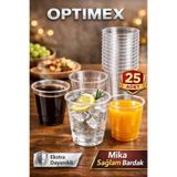 OPTİMEX Mika Plastik Sert Bardak Şeffaf 25 Adet Ekstra Dayanıklı