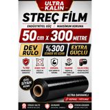 Optimex Siyah Palet Streç Film 50 cm x 300 Metre Dev Rulo Kalın Extra Güçlü Eşya Sarma Taşıma Ambalaj Streci
