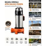 Optivex 1300W Bıçaklı Drenaj Atık Dalgıç Su Pompası Motoru