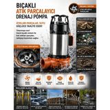 Optivex 1300W Bıçaklı Drenaj Atık Dalgıç Su Pompası Motoru