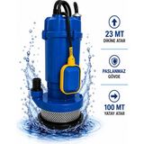 Optivex Mavi Şamandıralı Dalgıç Su Motoru 0.75 Hp 0.55KW Yüksek Performanslı Temiz ve Kirli Su Pompası - Hbv63728288272