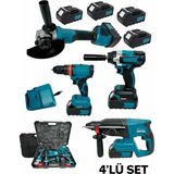 Optivex Şarjlı 4'lü Set Darbeli Matkap Torklu Somun Sıkma Spiral ve Hilti 4 Bataryalı
