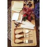 Opulent Store Bambu Peynir Sunum Tahtası 3 Bıçaklı Set - Kahverengi