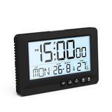 OQIMAX Seyahat Çalar Saat, Taşınabilir LCD Çalar Saat, Kompakt Boyut, 5s Arka Aydınlatmalı Küçük Çalar Saat Başucu, Erteleme, 12/24H, Sıcaklık, Pille Çalışan Masa Saati Yatak Odası Seyahat için