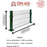 Ör-As Tel Örgü 100'LÜK Panel Çit Takım 15 mt + 1 Direk Avantaj Paket Yeşil Renk - 100 X 250