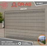 Ör-As Tel Örgü Bahçe Teli Panel Çit 100 cm x 250 cm = 10 - Adet - 100 x 250 - Antrasit - Gri