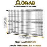 Ör-As Tel Örgü Bahçe Teli Panel Çit 100 cm x 250 cm = 5 - Adet - 100 x 250 - Antrasit - Gri