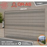 Ör-As Tel Örgü Bahçe Teli Panel Çit 150 cm x 250 cm = 2 - Adet - 150 x 250 - Antrasit - Gri