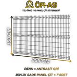 Ör-As Tel Örgü Bahçe Teli Panel Çit 150 cm x 250 cm = 7 - Adet - 150 x 250 - Antrasit - Gri