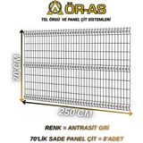 Ör-As Tel Örgü Bahçe Teli Panel Çit 70 cm x 250 cm = 8 - Adet - 70 x 250 - Antrasit - Gri