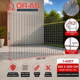 Ör-As Tel Örgü Galvanizli Hasır Tel-(-3 Göz Aralıklı-) 2.5mm Kalınlık -100CM Yükseklik x 200CM Uzunluk - 1-Adet