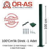 Ör-As Tel Örgü Panel Çit Direği AKSESUARLI-(-100CM-) Yeşil Renk - 100 cm