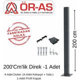 Ör-As Tel Örgü Panel Çit Direği AKSESUARLI-(-200CM-)RENK Antrasit Gri - 200 cm - Antrasit - Gri