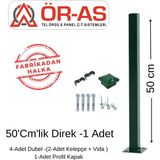 Ör-As Tel Örgü Panel Çit Diregi Aksesuarlı 50 cm Yeşil Renk - 1-Adet