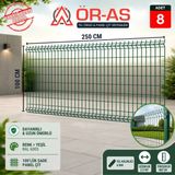Ör - As Tel Örgü & Panel Çit Sistemleri Bahçe Teli Panel Çit 100 cm x 250 cm = 8-Adet - Yeşil - 8 Adet