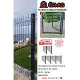 Ör-As Tel Örgü Panel Çit Takım ( 100 cm Yükseklik 15 mt Uzunluk ) + ( 100 x 100 Kapı -) - Antrasit - Gri