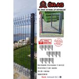 Ör-As Tel Örgü Panel Çit Takım ( 120 cm Yükseklik 30 mt Uzunluk ) + ( 120 x 100 Kapı -) - Antrasit - Gri