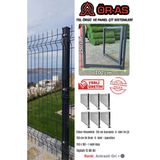 Ör-As Tel Örgü Panel Çit Takım ( 150 cm Yükseklik 15 mt Uzunluk ) + ( 150 x 100 Kapı -) - Antrasit - Gri