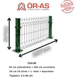 Ör-As Tel Örgü Panel Çit Takım 50 cm Yükseklik 250 cm Uzunluk - 1-Adet