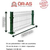 Ör-As Tel Örgü Panel Çit Takım 70 cm Yükseklik 250 cm Uzunluk - 1-Adet
