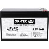 Or-Tec 12.8V 6AH Lifepo4 Akülü Araba - Ups Aküsü - Siyah