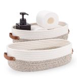 Oradrem Tuvalet Tank Topu, Çiftlik Evi Ev Dekorasyonu Banyo, Masa ve Tezgah için Düzenleme Sepeti 33 x 15 cm x 10 cm Kayısı Dikişi Beyaz