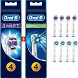 Oral-B 8'li Diş Fırçası Yedek Başlığı Fırsat Paketi (3D White 4 Adet + Cross Action 4 Adet)