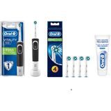 Oral-B D100 Black + 4'lü Yedek Başlık + 75 ml Diş Macunu