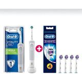 Oral-B D100 Cross Action Şarj Edilebilir Diş Fırçası+ 3D White 4'lü Yedek Başlık
