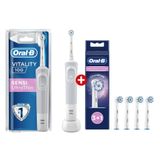 Oral-B D100 Vitality Sensi Ultra Thin Şarjlı Diş Fırçası + Oral- B Sensitive Clean 3+1 Yedek Başlık