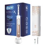 Oral-B Genius X elektrikli diş fırçası, yapay zeka ve birinci sınıf şarj seyahat kılıfı, pembe altın, 42102012473710, 1 adet