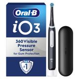 Oral-B iO3 elektrikli diş fırçası, 1 saplı, siyah | 1 Diş Fırçası Yetişkin Diş Fırçası Seyahat Çantalı, 3 Mod, Diş Beyazlatma, UK 2 Pin Fişi