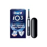 Oral-B iO3 Siyah Şarjlı/Elektrikli Diş Fırçası, 1 Fırça Başlığı, Uzun Ömürlü Pil, Seyahat Kabı
