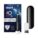 Oral-B iO5 Mat Siyah Şarjlı/Elektrikli Diş Fırçası, 1 Fırça Başlığı, Uzun Ömürlü Pil, Premium Seyahat Kabı