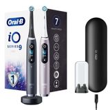 Oral-B iO9 Şarjlı/Elektrikli Diş Fırçası, 2'li Set, Rose Quartz & Siyah, 2 Fırça Başlığı, Hızlı Manyetik Şarj Cihazı, Uzun Ömürlü Pil, Şarj Eden Seyahat Kabı