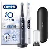 Oral-B-Oral-B iO8 - elektrikli diş fırçaları Şarj edilebilir, Beyaz ve Siyah Kolları, Devrimci Manyetik Teknolojisi, Renkli Ekran, 1 Premium Seyahat Çantası, Hediye, 2020 Baskı Erkek / Kadın 2 Diş Fırçası Başkanları,