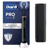 Oral-B Pro 3 3500 Elektrikli Diş Fırçası, 1 Görünür Basınç Sensörü El Aleti, 1 Başlık Fırçası, 1 Seyahat Çantası, Braun tarafından tasarlanmıştır, İngiltere 2 Pimli Fiş, Siyah