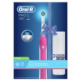 Oral-B PRO 750 elektrikli diş fırçası, CrossAction Takmalı Fırça, bonus paketi seyahat-ile, pembe