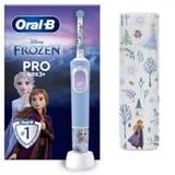 Oral-B Pro Kids Elektrikli Diş Fırçası Çocuk, Disney Frozen 1 Yumuşak Fırça, 1 Seyahat Çantası, Zamanlayıcı ve Titreşim, Şarj Edilebilir Pil, 4 Çıkartma, 3 Yaş ve Üstü