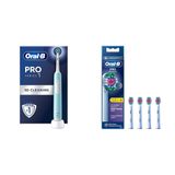 Oral-B Pro Series 1 Mavi Elektrikli Diş Fırçası, 1 Diş Fırçası Başlığı, Braun Tasarımı + Oral-B 3D White X-Filament Şarjlı Diş Fırçası Yedek Başlığı 4 Adet