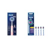 Oral-B Pro Series 1 Pembe Elektrikli Diş Fırçası, 1 Diş Fırçası Başlığı, Braun Tasarımı + Oral-B 3D White X-Filament Şarjlı Diş Fırçası Yedek Başlığı 4 Adet