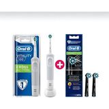 Oral-B Şarjlı Diş Fırçası+ Cross Action Black 2'li Yedek Başlık D100 Cross Action