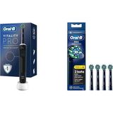 Oral-B Şarjlı/Elektrikli Diş Fırçası Vitality Pro Siyah Koruma ve Temizlik + Oral-B Cross Action X-Filament Siyah Şarjlı Diş Fırçası Yedek Başlığı 4 Adet