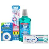 Oral-B Ultra Thin 2'li Manuel Fırça + 50 m Essential Floss Diş İpi + 500 ml Ağız Çalkalama Suyu + İpana 3 Boyutlu Beyazlık Luxe Intense 75 ml Diş Macunu