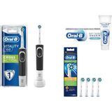 Oral-B Vitality Cross Action Black Şarjlı Diş Fırçası + Oral-B Crossaction Elektrikli Diş Fırçası Yedek Başlığı 4'lü + Oral-B Onarım Orijinal 75 ml