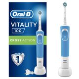 Oral-B Vitality Plus elektrikli diş fırçası, 1 sap, 2 çapraz fırça başlığı, 1 mod, 2D temizleme, 2 kutuplu UK fişi, mavi ve beyaz