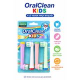 oral clean Kids 4’lü Yedek Diş Fırçası Başlığı Çocuklar İçin Uyumlu Yumuşak Kıllı Hassas Temizlik Fırça Başlığı Tüm Makineler İle Uyumlu